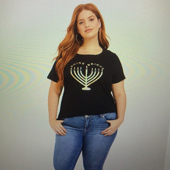 Torrid Shine Bright Menorah Hanukkah Graphic Tee 4X - Picture 3 of 5